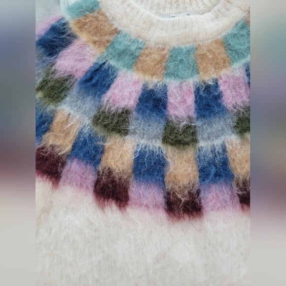 Madewell Brushed Checkerboard Fair Isle Sweater Size Small - Picture 2 of 7